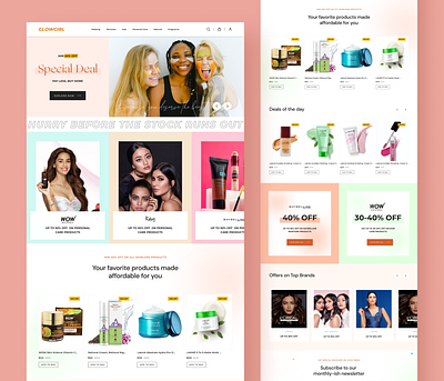 Shopping Website for Cosmetics and Beauty Products cosmetics ecommerce home products shopping ui website website design