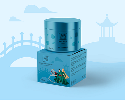 Packaging design of hair masks | for kids adobe illustrator art blue box branding character children china design digital hair illustration jar kids logo package packaging design pattern warrior