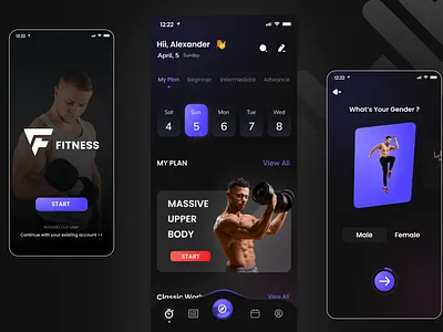 Fitness App 3d animation branding fitness graphic design gym logo motion graphics ui uiux workout