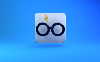 Harry Potter 3D Icon 3d 3d icon fantasy graphic design griffindor harry potter harry potter icon hogwarts line icon magic wand scar sign trendy