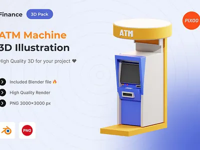 ATM Machine 3D Finance Object 3d 3d animation 3d art 3d illustration app atm concept finance illustration landing landing page money object page ui ux web web design web development website