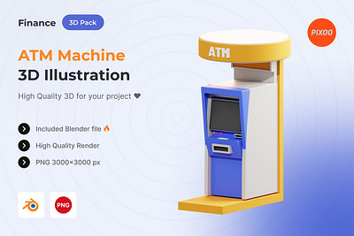 ATM Machine 3D Finance Object 3d 3d animation 3d art 3d illustration app atm concept finance illustration landing landing page money object page ui ux web web design web development website