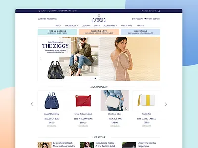 Aurora London Ecommerce Website design ui ux web design