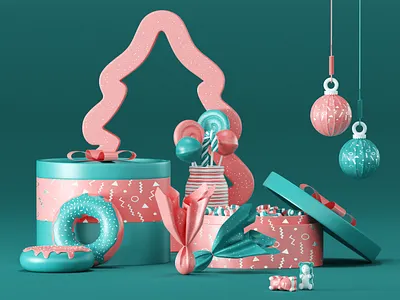 Christmas Candies 3d 3dart 3ddesign 3dillustration 3dmodeling art branding c4d cinema4d design icon illustration logo redshift render ui uiconcept uidesign web