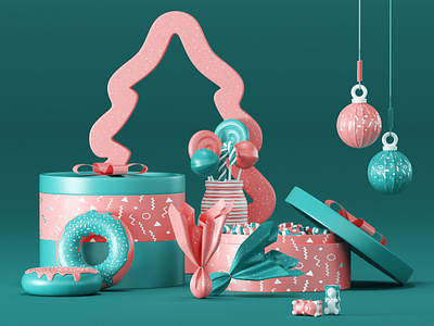 Christmas Candies 3d 3dart 3ddesign 3dillustration 3dmodeling art branding c4d cinema4d design icon illustration logo redshift render ui uiconcept uidesign web