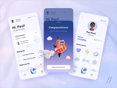 Sleeping App animation app design health il illustration meditation mobile mvp online platform purrweb react native sleep sleep app sleep control sleeping startup ui ux