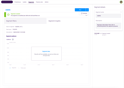 ML prediction product analytics app dashboard ui ui