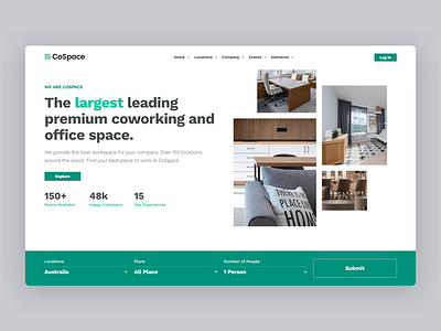 Coworking Space Website interface layout minimal web design website workspace