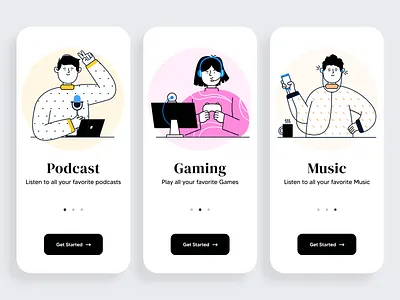 Media Consumption app cards ui clean ui design illustration ui ux visual design web