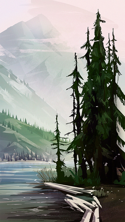 October concept digital illustration environment illustration mountains photoshop wacom