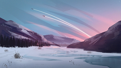 Lift off! concept digital illustration environment illustration mountains photoshop wacom