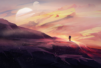 Space Walk concept digital illustration environment illustration mountains photoshop wacom