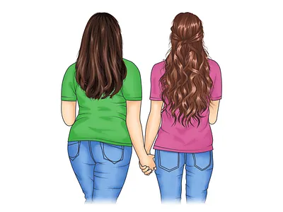 Illustration for Cup adobe illustrator girl hair ill illustration jeans t shirt vector