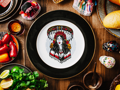 Modern Barrio Plate Illustration cultural design illustration type typography