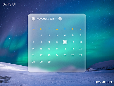 Daily UI Challenge - Calendar (glassmorphism) 38 appui calendar calendar app calendar drop down dailyui dailyuichallenge dark theme darktheme date select day 38 design glass glassmorphism uidesign uiux