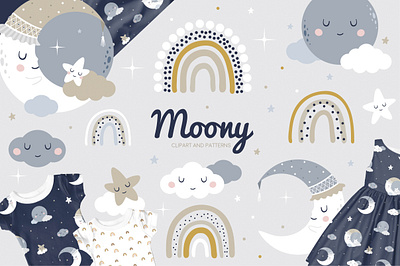 Moony kids collection boho graphic design