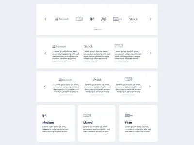 Carousel of brands testimonals options carousel testimonials ui ux web webdesign