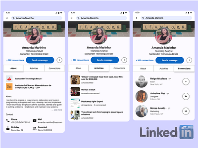 User Profile - Linkedin 006 app challenge dailyui dailyui006 design linkedin mobile app redesign social tech ui user user profile