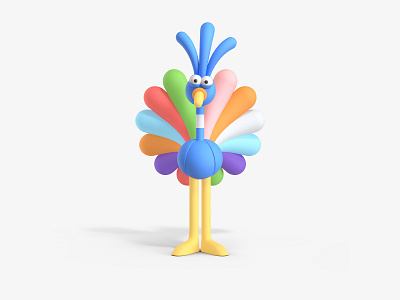 BeepBeep 3d 3d character 3d design andras csuka animal animal character bird cartoon character cinema 4d cinema4d colorful digital art illustration pride rainbow rainbow flag spirit animal