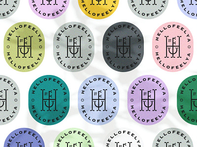 Hellofeelya aesthetics badge brand branding calm chill colors design hello identity illustration logo logomark lookup minimal monogram typography