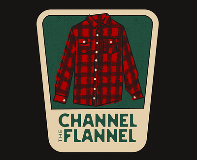 Channel the Flannel autum autumn vibes badge buffalo check channel the flannel flannel flannel culture funny badges illustration lesbian culture plaid ready for fall red flannel sticker design