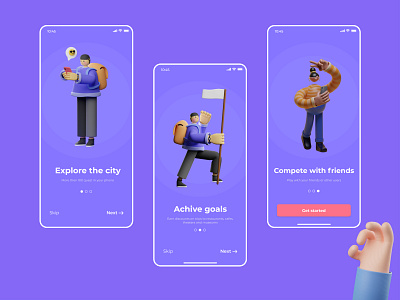 City Quest App Onboarding 3d app onboarding quest ui welcome