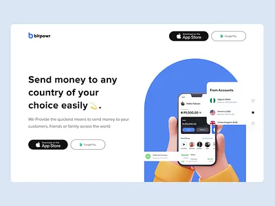 Fintech hero section app landing finance fuintech hero section landing page