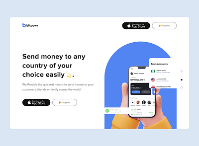 Fintech hero section app landing finance fuintech hero section landing page