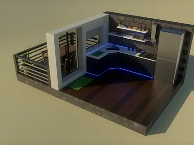 hi-tech kitchen 3d animation art branding design flat graphic design hi tech illustration kitchen style ui vector