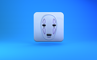 No face 3D icon anime art branding graphic design japan no face no face icon spirited away texture trendy