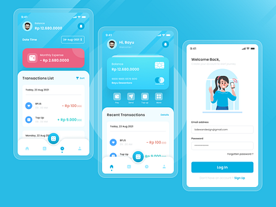 Money Wallet Finance Mobile App blue clean ui finance financial ilustration money simple