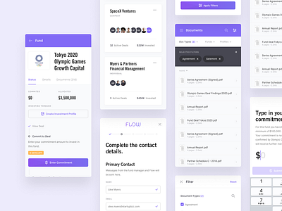 Flow - Mobile views design documents filter fintech flow form interface investment management mobile phone product purple responsive type amount ui web