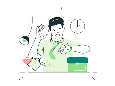 Nick Illustrations ✌️🍝💻 character colorful design flat hurry illustration kapustin late office resources set time vector work