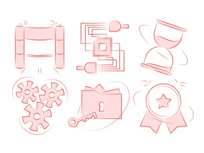 Funky Elements illustrations ✨ access colorful design finish illustration kapustin key lock quality resources set setting time triumph vector