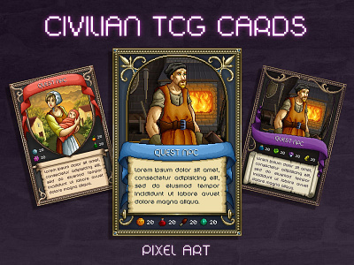 Free NPC Quest TCG Cards Pixel Art 2d art assests asset assets card cards ccg fantasy game gamedev games indie npc pack pixelart pixelated pixels sets tcg