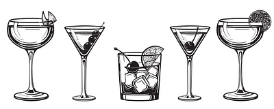 coctails art coctail engraving graphic sketch