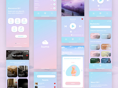 Kumo, the meditation application application design illustration kumo meditation ui zen