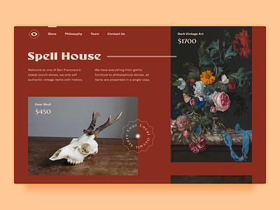 Spell House: Store Page experience landing store typography ui ux web