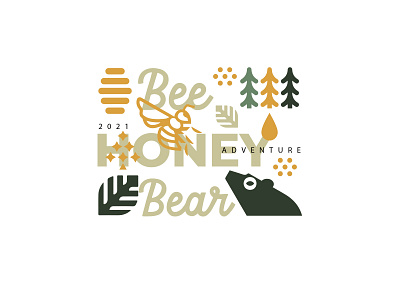 BEE - BEAR - PATTERN bear bee branding design forest green honey icon identity illustration logo marks pattern symbol ui vector yellow