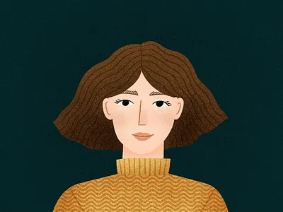 Self Portrait character design design flat illustration girl illustration illustrator procreate redmond seattle self portrait short bob short hair sweater texture wavy hair yellow sweater