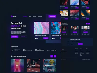 Nyuan - NFT Marketplace Landing Page app branding cypto design designapp landingpage marketplace nft nft marketplace token ui uidesign uplabs userinterface ux web web app web crypto web design
