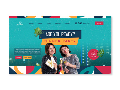 Landing Page Template Party branding graphic design illustration landing page party ui ux web design