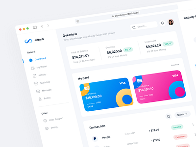 JiiBank - Finance Dashboard Design ❤️ 2021 trend app design clean design finance finance dashboard flat ios app minimal minimalist mobile app money transfer dashboard online banking dashboard payment payment dashboard popular ui ux wallet wallet app