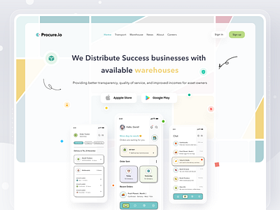 Landingpage Procurement Order App app card clean design homepage illustration ios landingpage preview profile ui website