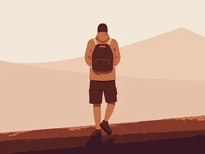 Hike Close-Up character flat illustration hiking illustration landscape minimal mountain nature person vector view walking