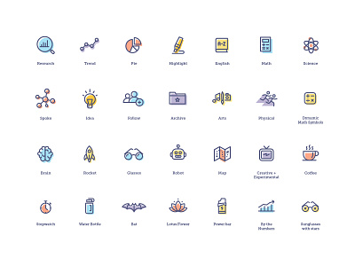 Edutopia Icon Set branding education education design education icons icon icon set iconography icons illustrations minimal spot color web design