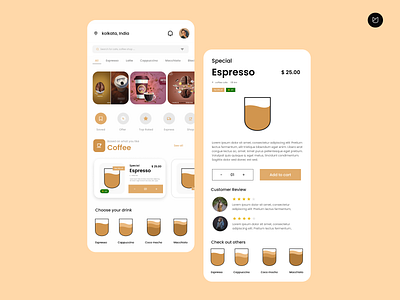Coffee UI Design branding design flat illustration minimal ui uidesign ux vector