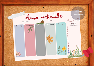 Class Schedule, Schedule for kids daily design digital prints kid printable schedule student timetable