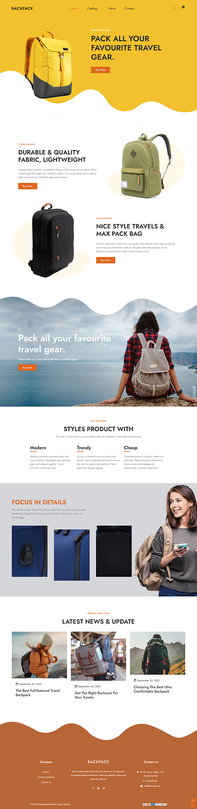 Boom-Backpack Shopify Theme design ecommerce graphic design responsive shopifytheme theme ui web design website website design