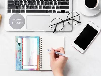 Weekly schedule, Timetable for kids, Digital Print daily digital prints kid schedule student timetable watercolor weeklyschedule